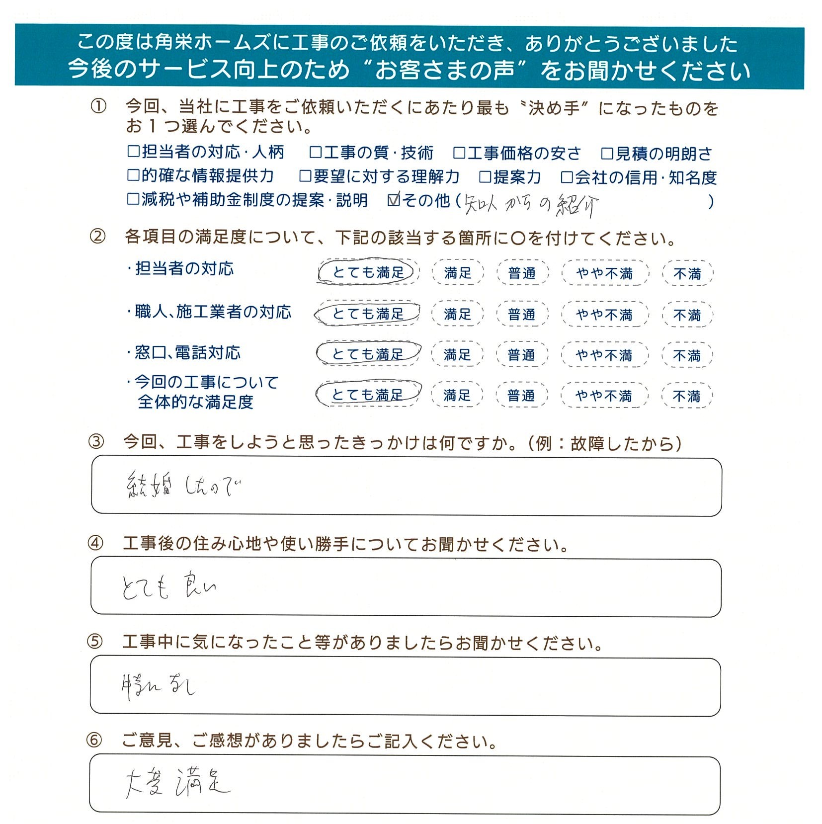 千葉県佐倉市（リフォーム工事）のお客さまの声